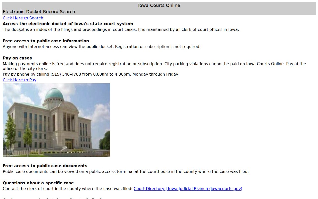 Osceola County warrant records access on Iowa Courts Online